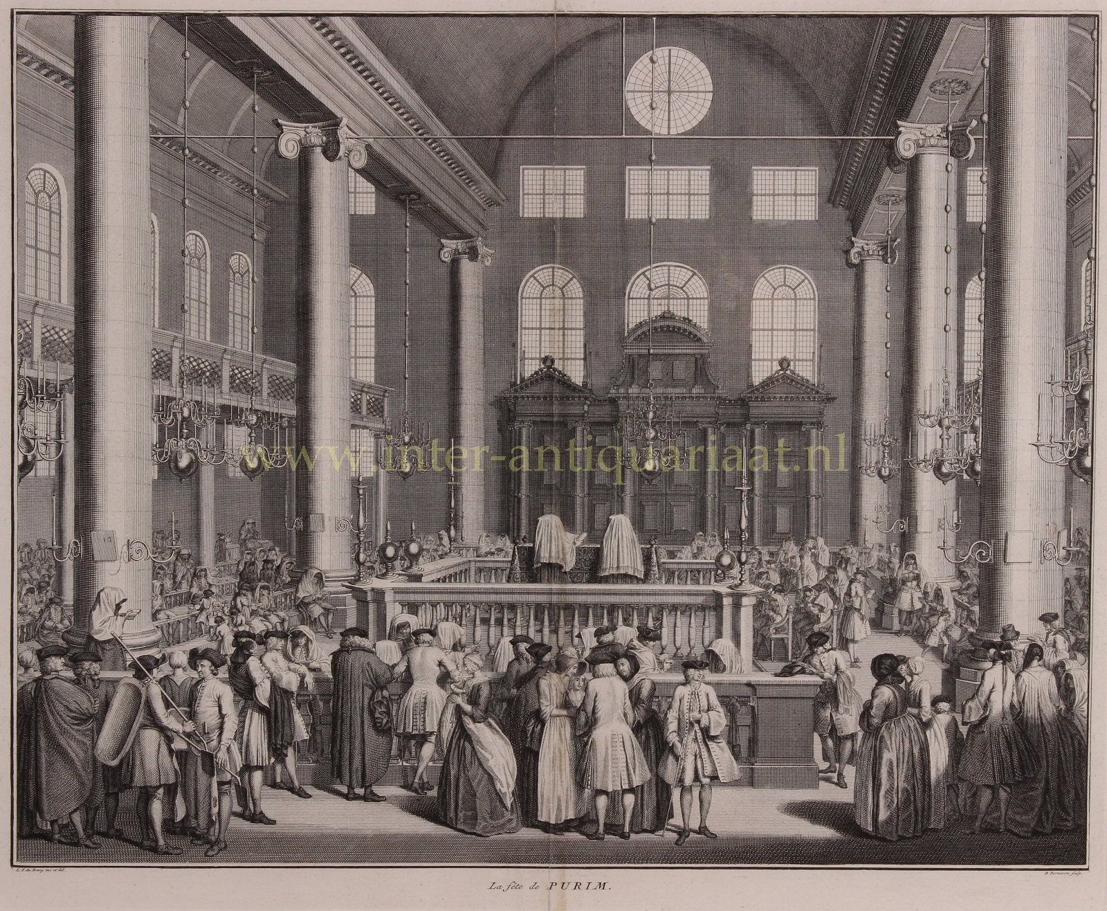 Picard-- Bernard (1683-1733) - Purim in the Portugese synagoge in Amsterdam - Bernard Picart, 1738