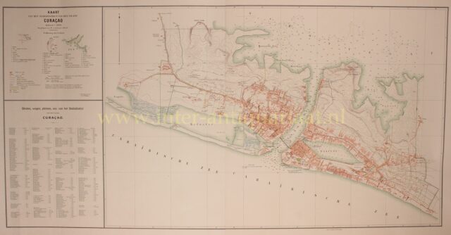 Eerste plattegrond van Willemstad, Curacao, 1909