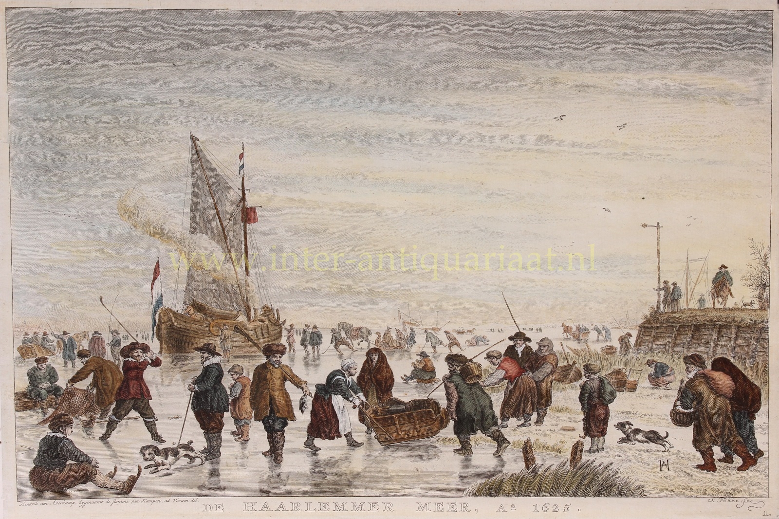 Avercamp-- Hendrick - Winter scene of the Haarlemmermeer - Simon Fokke after Hendrick Avercamp, mid-18th century