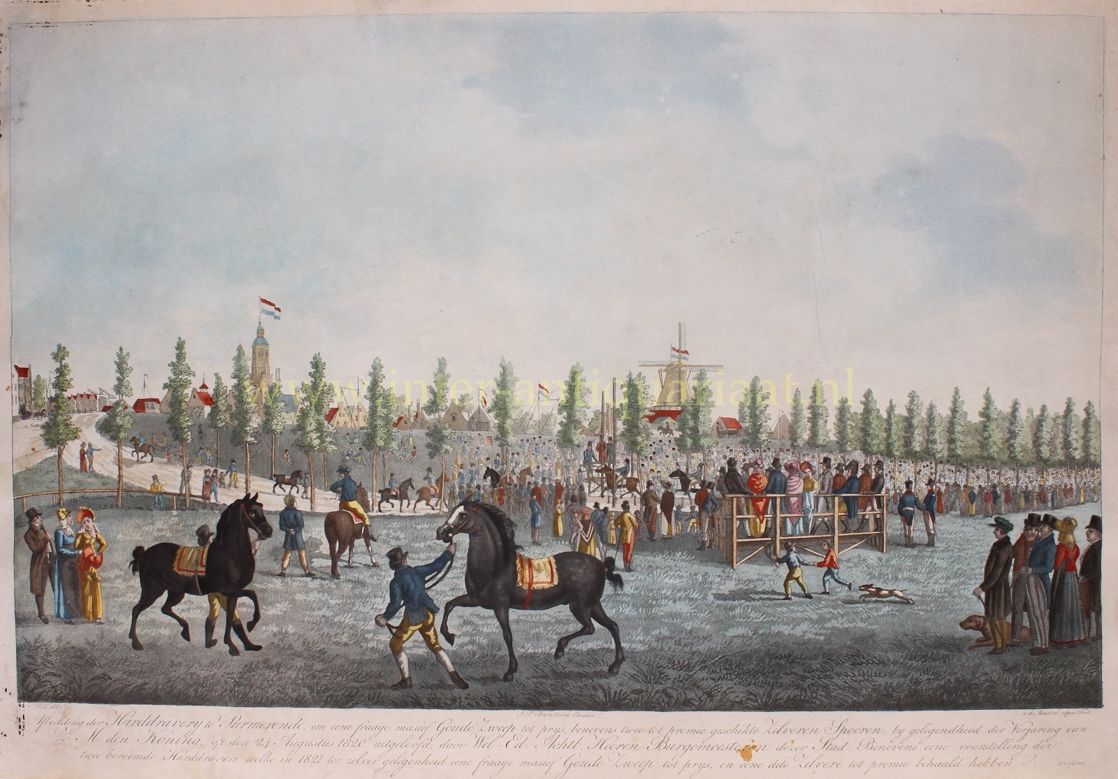 Bok-- Cornelis - Horse racing in Purmerend - Pieter van der Meulen after Cornelis Bok, 1821