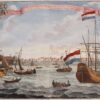 Gezicht vanaf het IJ op Amsterdam Noord rond 1730