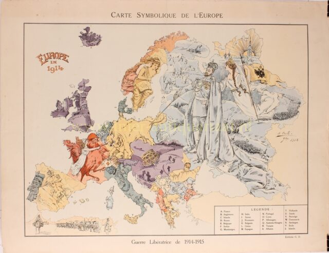 cartoon kaart van Europa in 1914