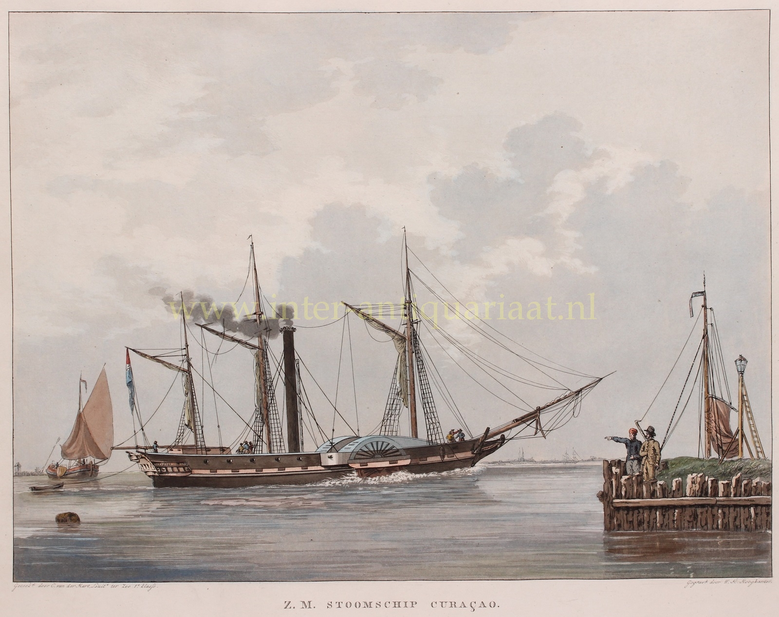 Hoogkamer-- W.H. - First steamship of the Dutch navy - Willem Hendrik Hoogkamer after Christoffel van der Hart, c. 1830