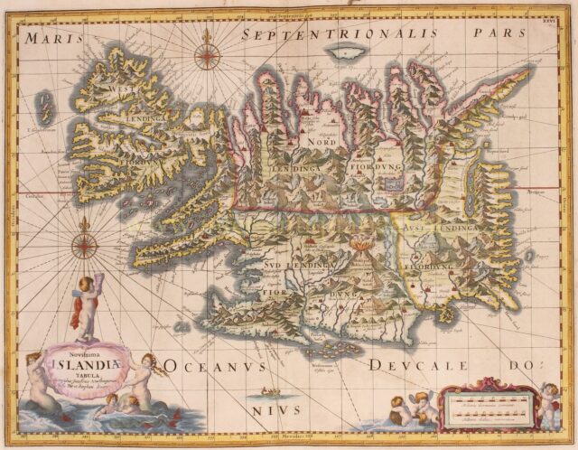 17th century map of Iceland