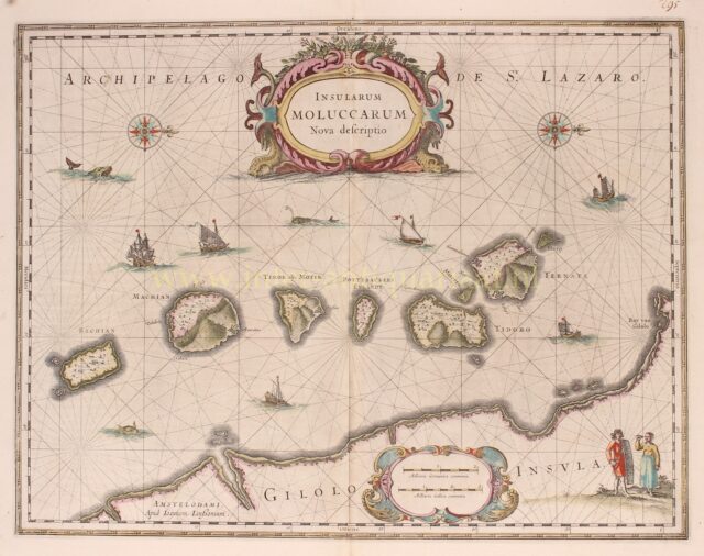 17e-eeuwse kaart van de Molukken uitgegeven door Willem Blaeu