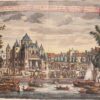 18e-eeuwse voorstelling van de Waag en Nieuwmarkt te Amsterdam
