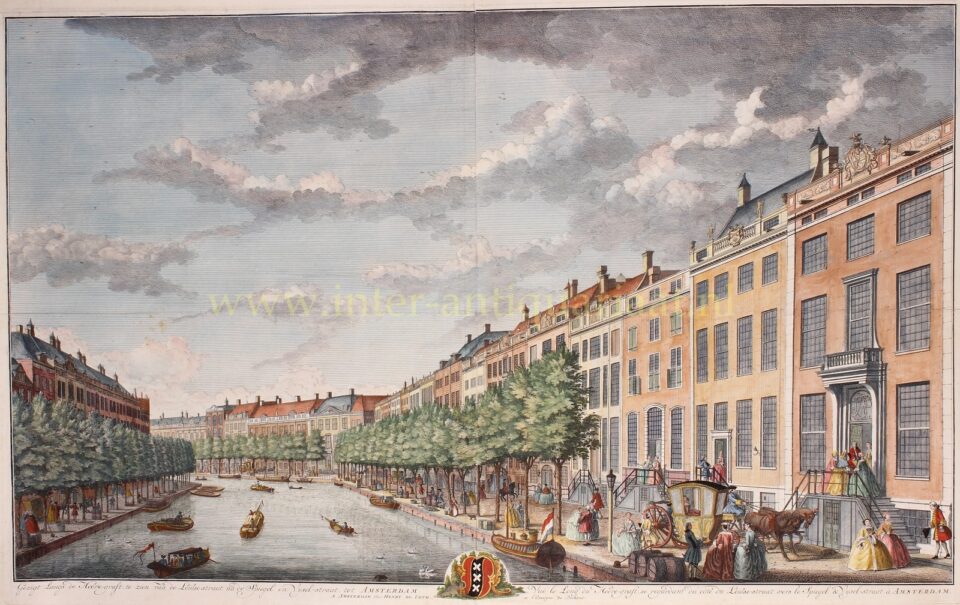 18e-eeuwse ets met gravure van de Gouden Bocht te Amsterdam