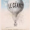 19e-eeuwse litho van de "monster ballon" van Nadar die zou opstijgen op 11 september 1865