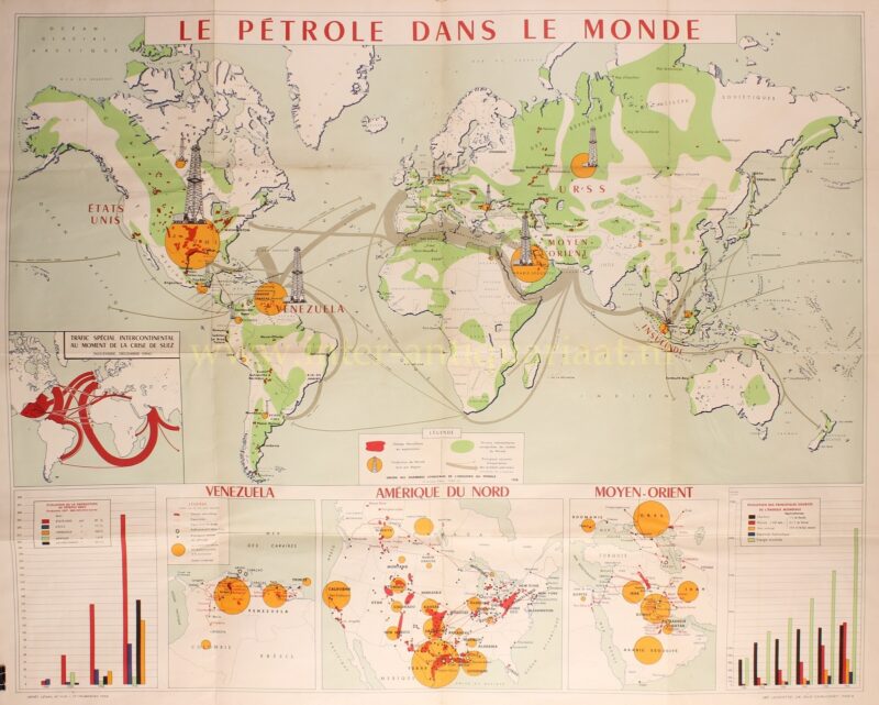 Petroleum world map – Impremerie Lafayette, 1958