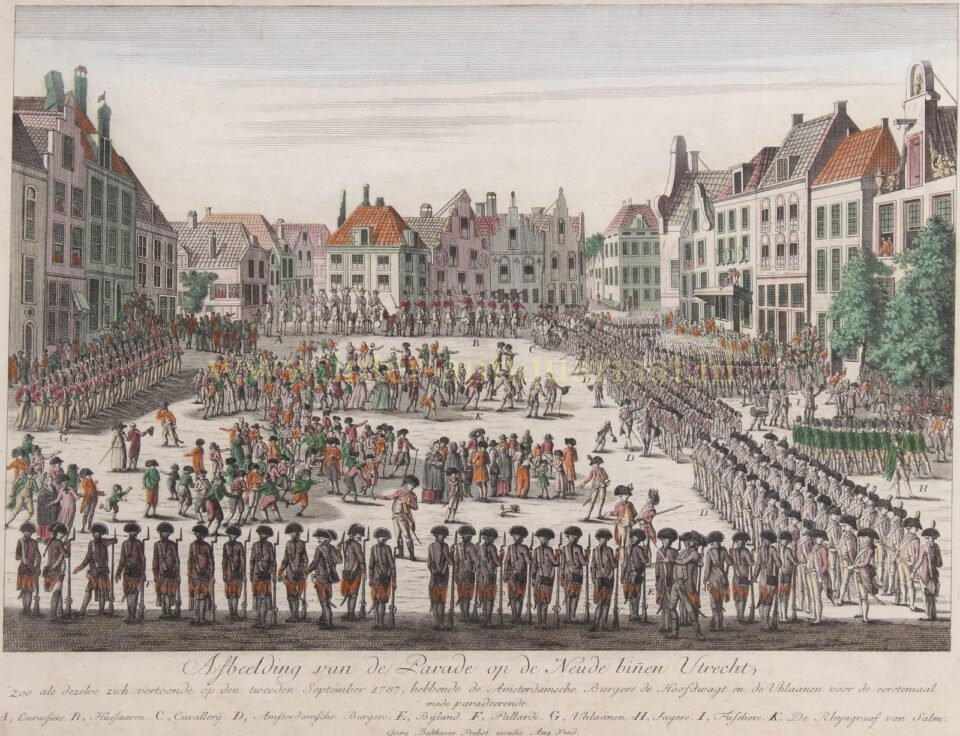 Parade van Patriotten op het Neude te Utrecht 1787