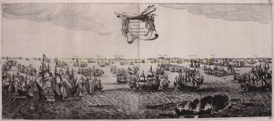 gravure van de Zeeslag bij Duins 1639