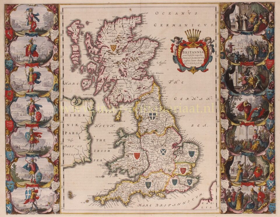 17th century Heptarchy Map - British Isles