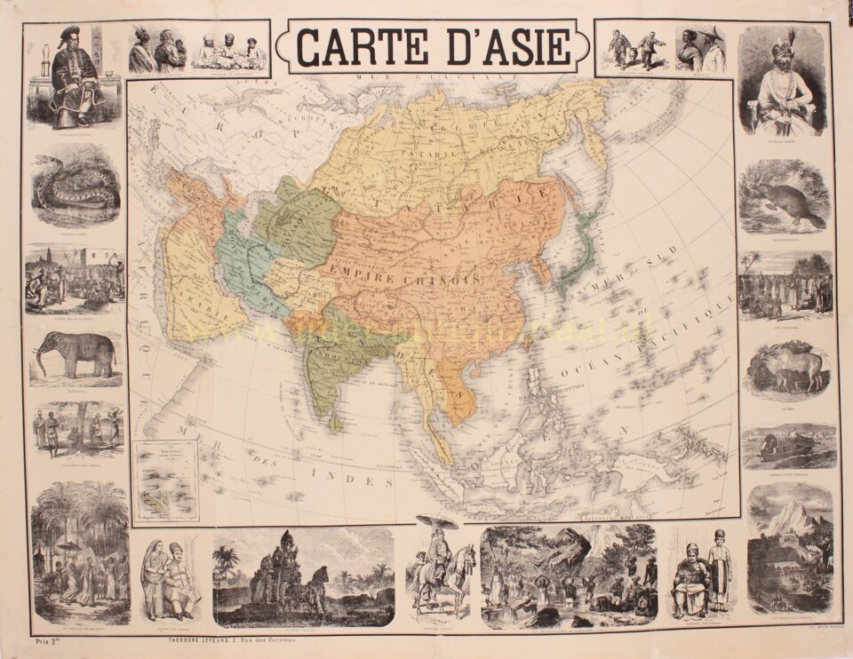 large 19th century map of Asia