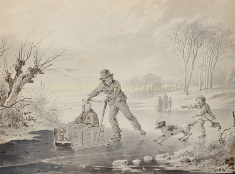 Dutch winter landscape – Cornelis Kimmel, 1842