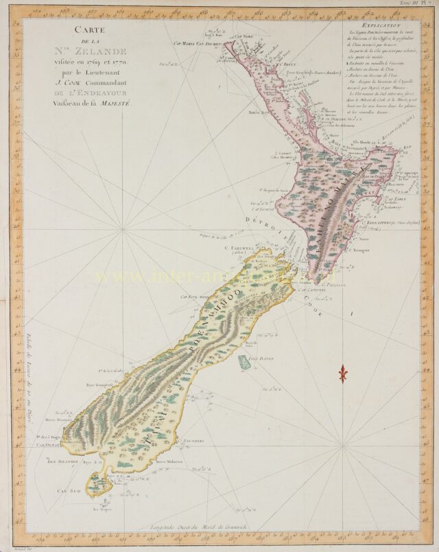 18th century map of New Zealand