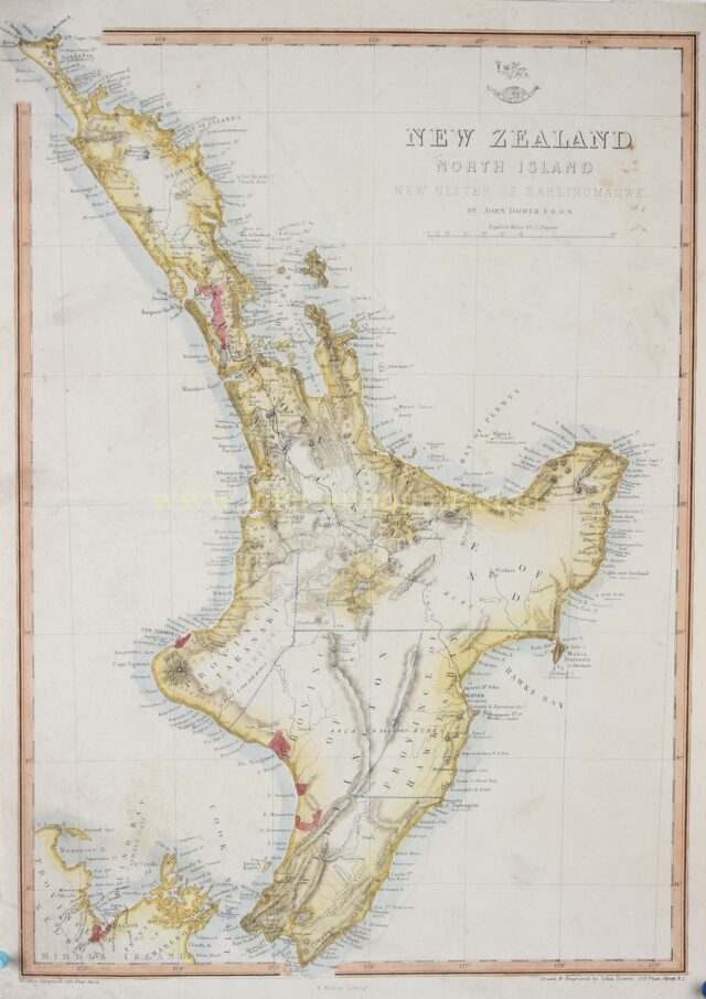 19th century map of North Island New Zealand