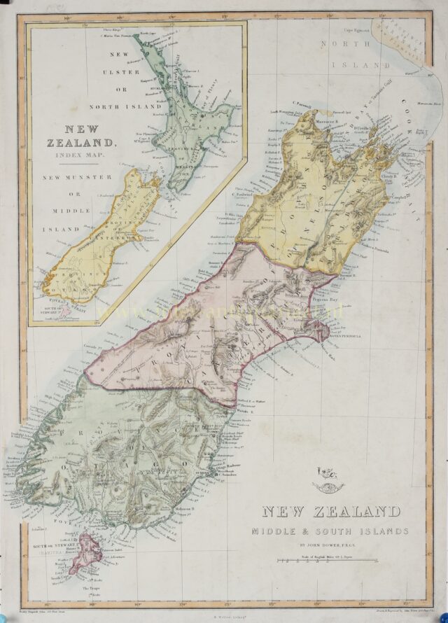 19th century map of South Island New Zealand