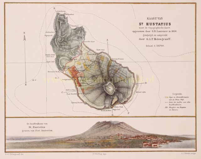 historische kaart van Sint Eustatius