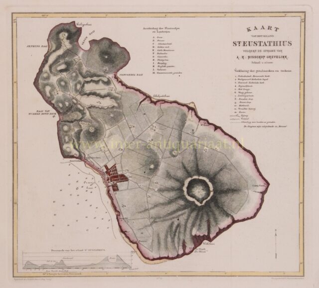 19e-eeuwse kaart van Sint Eustatius