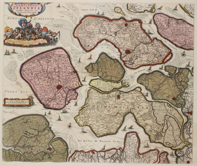 17e-eeuwse kaart van Zeeland uitgegeven door Nicolaes Visscher II