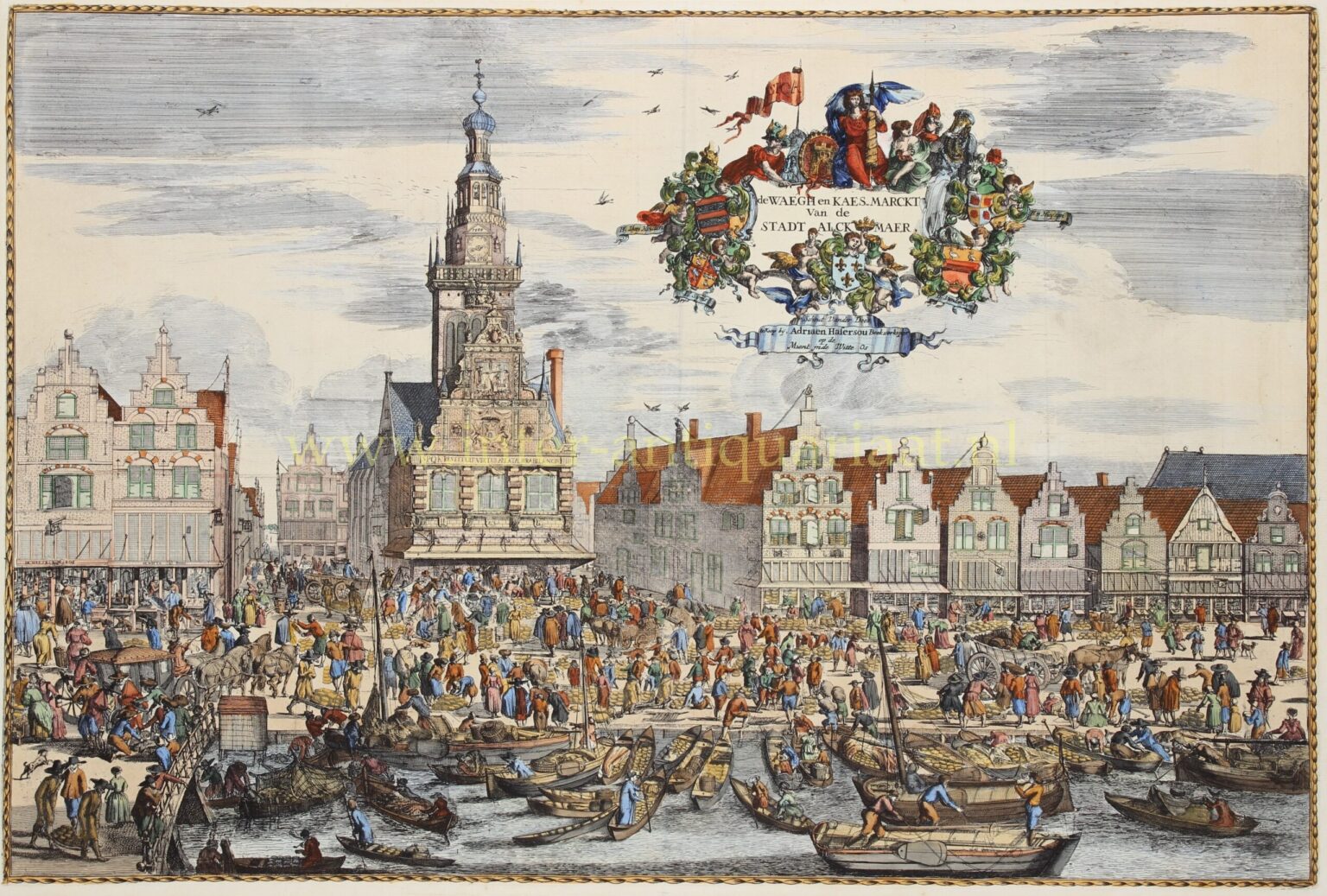 Alkmaar cheese market and Weigh House, etching by Romeyn de Hooghe, 1674