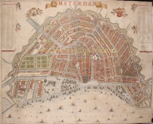 18e-eeuwse wandkaart van Amsterdam