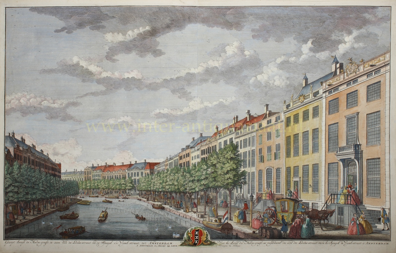 original engraving of the Amsterdam Herengracht made around 1730 by Hendrik de Leth