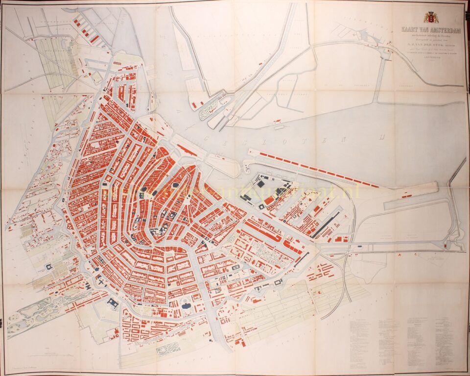 wandkaart Amsterdam 19e eeuw