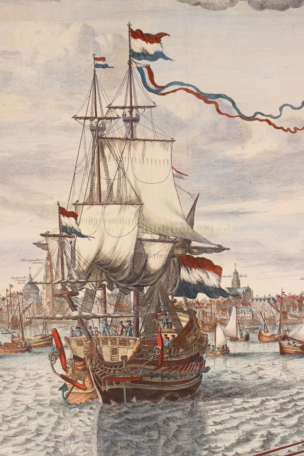 Ships before Amsterdam - Pieter van den Berge after Johannes Kip, 1690 - Image 2