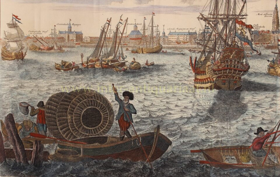 Ships before Amsterdam - Pieter van den Berge after Johannes Kip, 1690 - Image 3