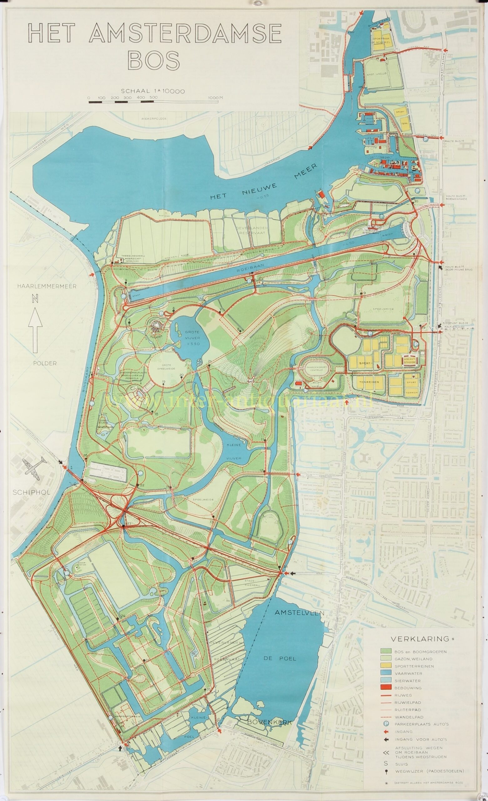 Amsterdamse Bos map published by the Amsterdam Public Works Department in 1960
