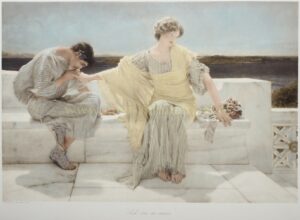 Ask me no more, hand-coloured photogravure after Lawrence Alma-Tadema, 1906