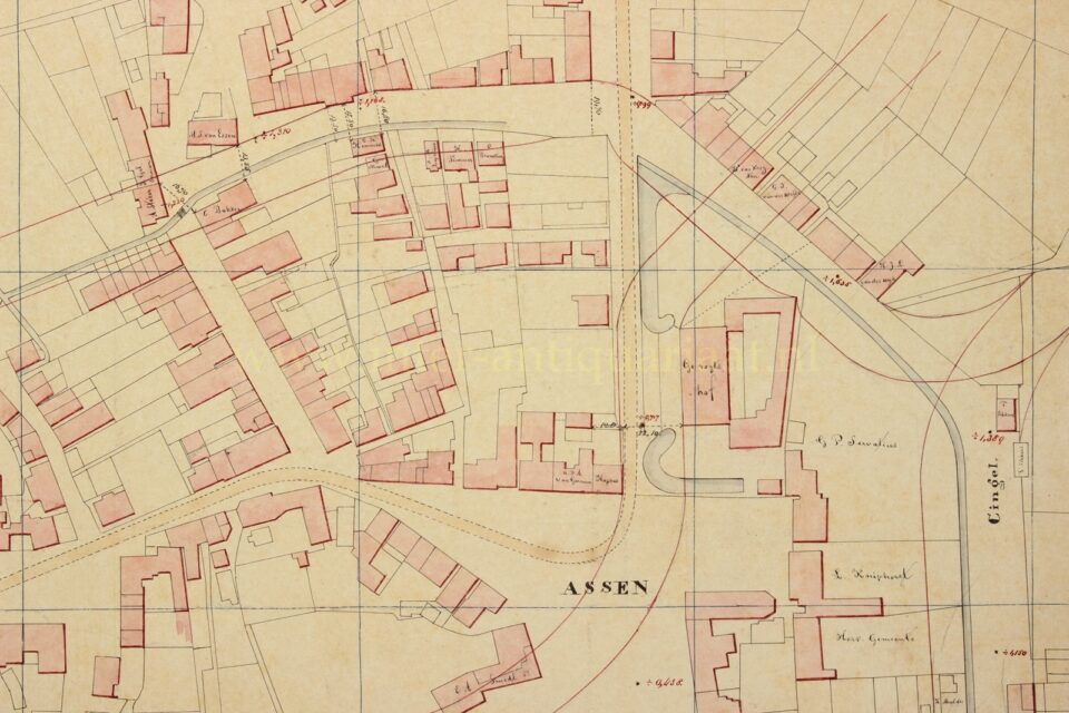 19th century plan of Assen original manuscript map