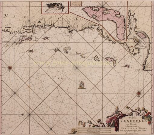 17th century chart of Venezuelan coast and the Leeward Islands
