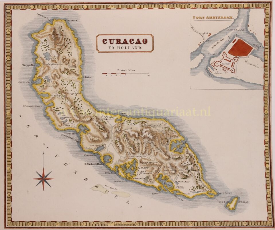 oude kaart van Curacao