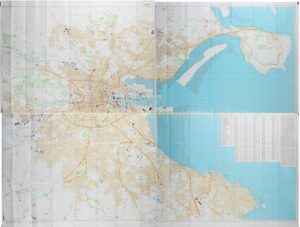 Secret Soviet military map of Dublin, 1980, four-sheet Cold War city plan