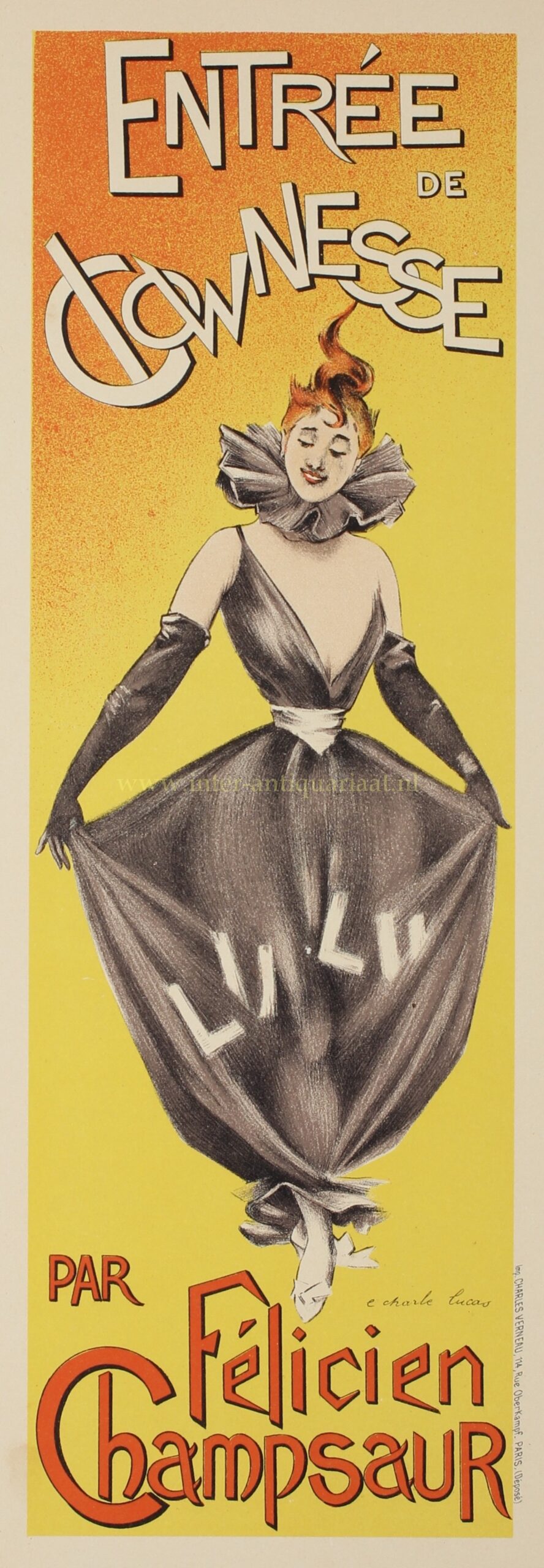 Antique French clown poster of Lulu by E. Charle Lucas, Les Maîtres de l’Affiche, 1900
