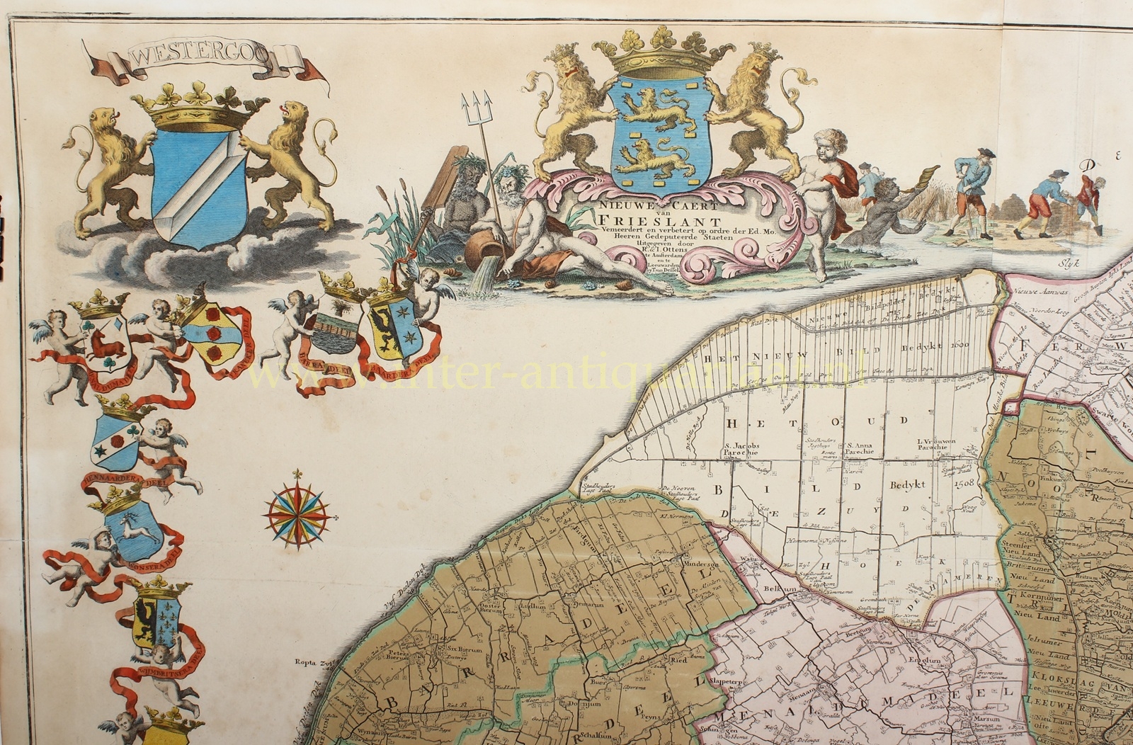 Friesland, Vegelin Map - Tobias van Dessel + Reinier and Josua Ottens, 1739 - Image 2