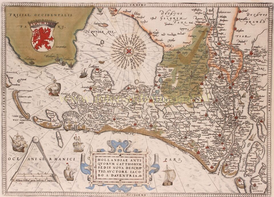 kaart van het Graafschap Holland uit 1588