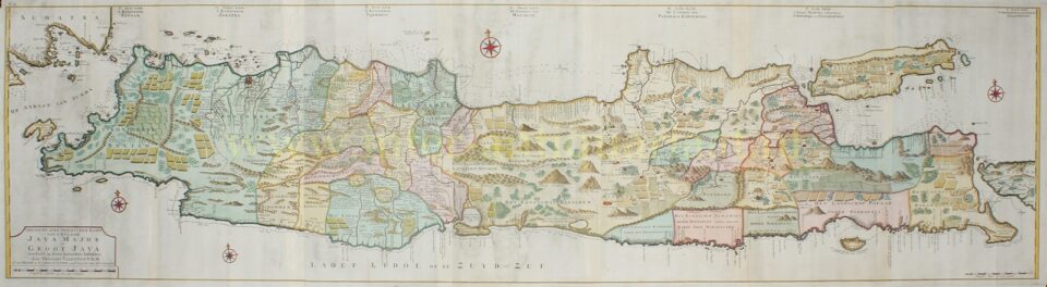 18th century map of Java - original engraving by François Valentijn