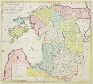 Antique map of Livonia and Estonia by Otto Friedrich von Pistohlkors, 1774
