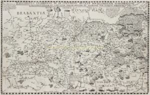 Rare antique map of Liège and Limburg from 1593, published by Cornelis de Jode, showing the Prince-Bishopric of Liège, Bouillon and the County of Loon.