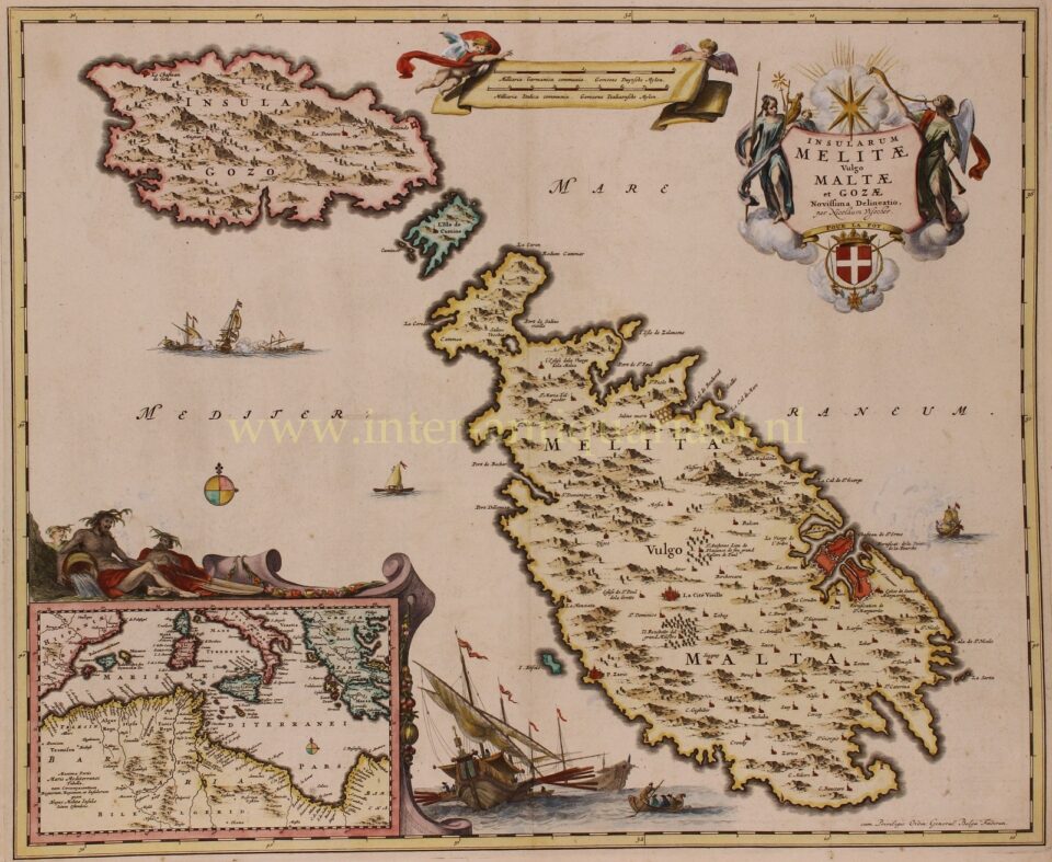 17th century map of Malta and Gozo