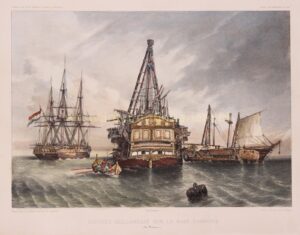 Dutch merchant vessels with storm damage off the coast of Ambon (Moluccas)