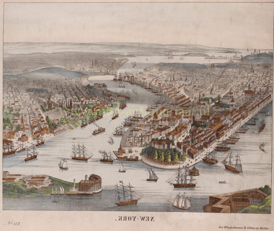 Bird's eye view of New York 1840s