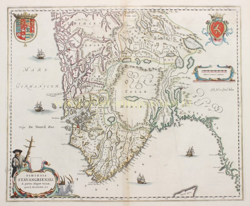 old map Norway Stavanger 17th century engraving Joan Blaeu