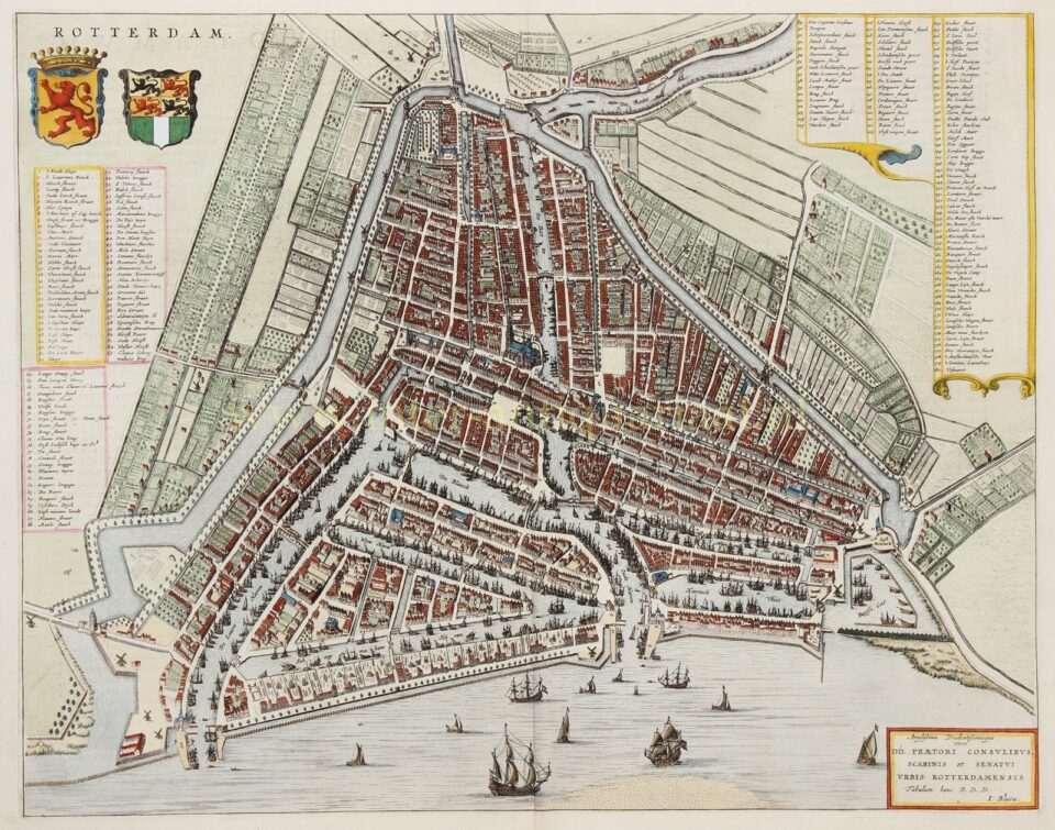 copper engravung of Rotterdam published by Joan Blaeu in 1649