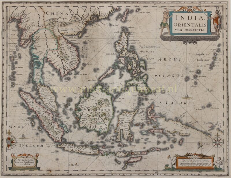 rare antique 17th century map East Indies South East Asia Spice Islands