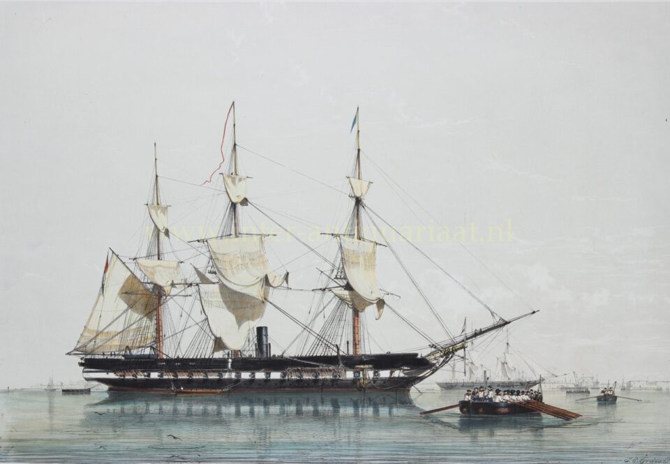 Evertsen class frigate Dutch Navy 19th century lithograph