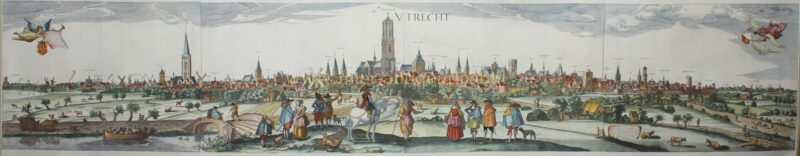 Four-sheet engraved panorama of Utrecht from 1642 by Hendrick Verstraelen after Joost Cornelisz. Droochsloot